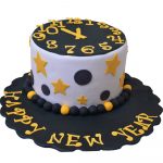 midnight striking new year choco vanilla cake