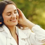 women listening music